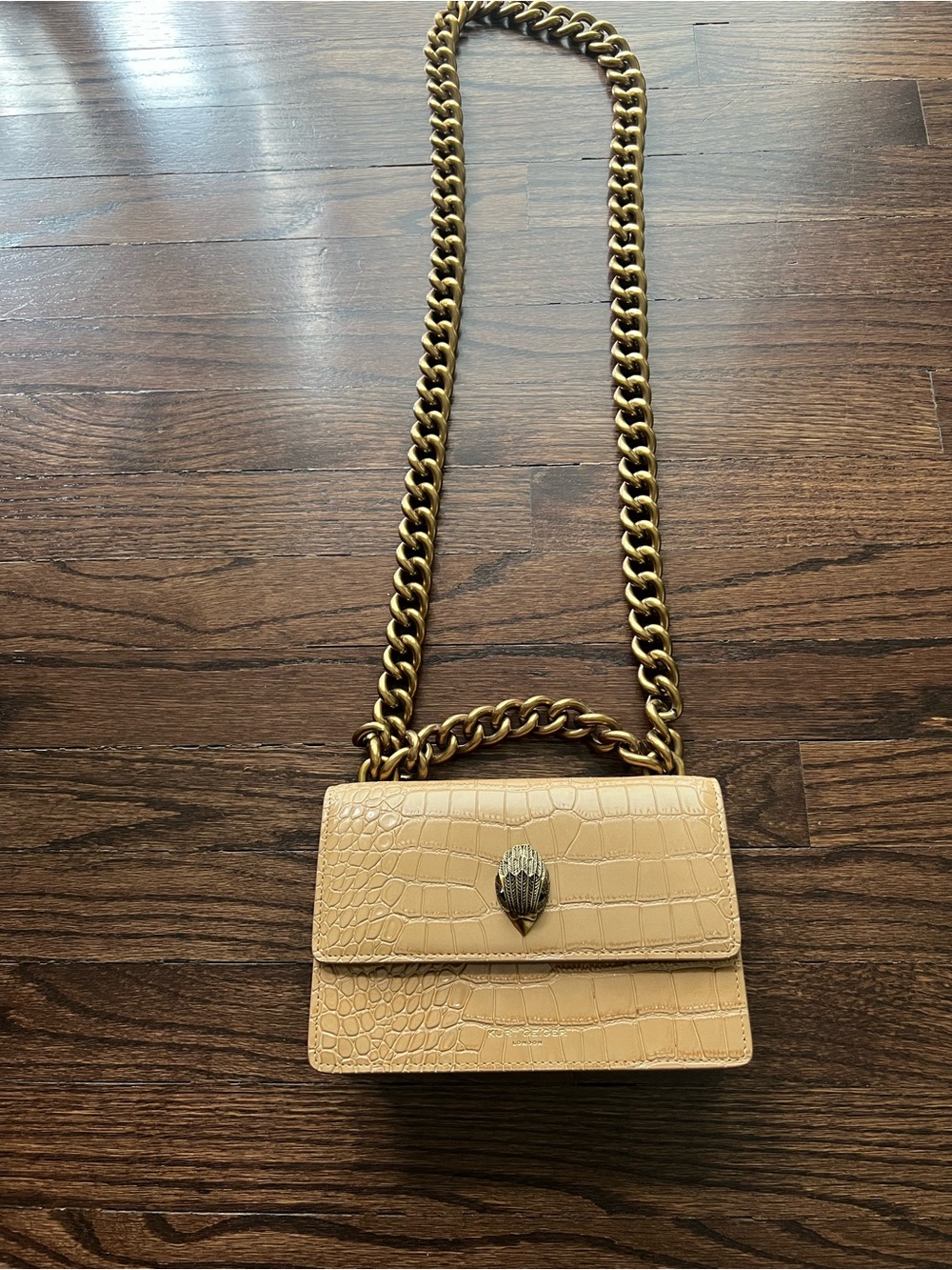 Kurt Geiger Beige Croc-Embossed crossbody Bag